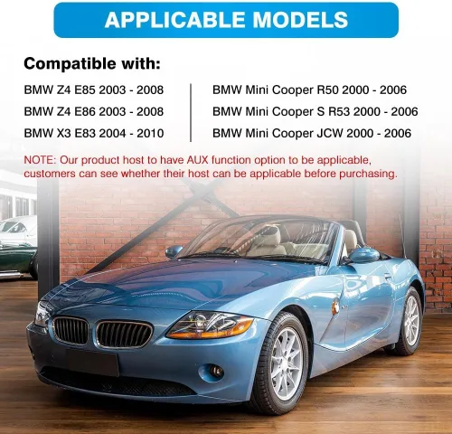 Vista 3 de Adaptador auxiliar de audio con micrófono, adaptador AUX de audio compatible con BMW Z4 E85 2003-2008, compatible con BMW Z4 E86 2003-2008