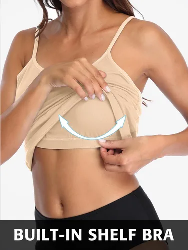 Vista 38 de Camisa Attraco de algodón, con tirantes estilo espagueti, con brasier incorporado, 2 paquetes, para mujer