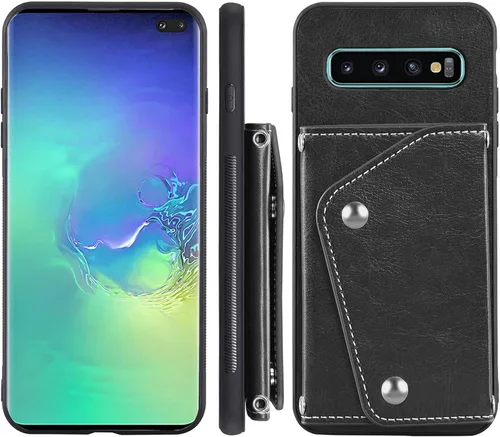 Vista 7 de Asuwish Funda de teléfono para Samsung Galaxy S10 Plus con protector de pantalla de vidrio templado y tarjetero para tarjeta de crédito, correa