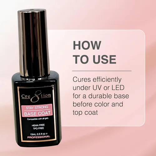 Vista 6 de Cre8tion Capa base de gel Soak Off, base de adhesión para esmalte de gel de larga duración, curación UV LED, libre de HEMA, libre de TPO, 0.3 onzas