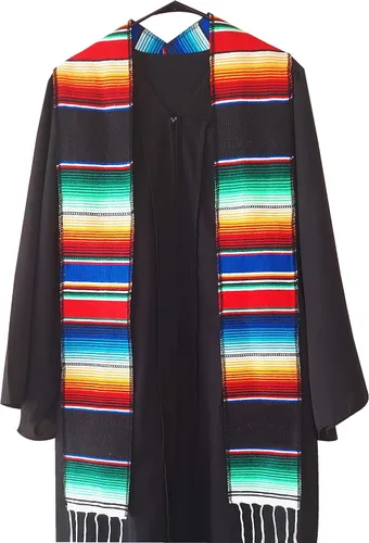 Vista 3 de Yani's Gifts Banda de graduación mexicana, bufanda de serape de graduación de estola hispana, banda de graduación de sarape mexicano