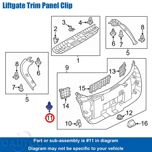 Vista 4 de 20 piezas de retenedor de cubierta de guardabarros y clip de panel de moldura para portón elevador GJ21-68-885B-02 para Mazda 2 3 5 6 626 CX-3 CX-30