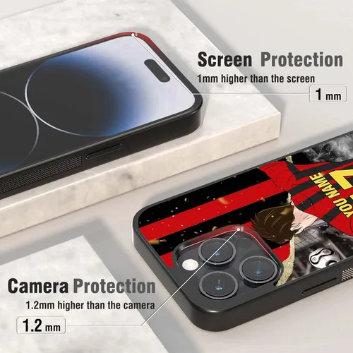 Vista 3 de Fundas personalizadas con nombre y número de fútbol para iPhone 11, 12, 13, 14, 15, 16, 17, 16 Pro Max Plus Mini, Samsung Galaxy Note10 Note20 S8 9