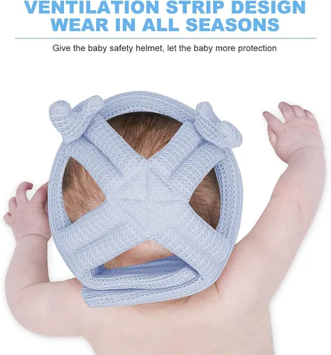 Vista 5 de Lindo casco de bebé para bebé, sin golpes, cojín de seguridad para la cabeza, gorro de protección ajustable suave para la cabeza de los niños, gorro