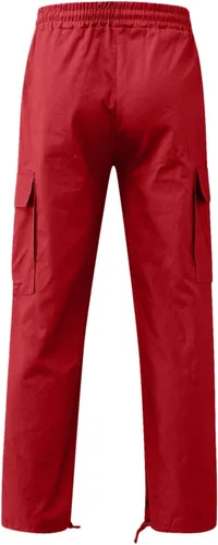 Vista 2 de Pantalones para hombre de algodón y lino Harem Street Bib Pants Loose Fit Hippie Yoga Beach Pantalones con cintura múltiples tejidos bolsillos