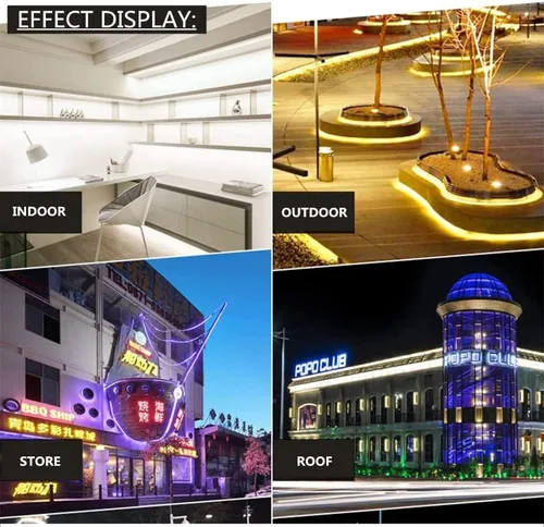 Vista 9 de SYMHMT - Tira de luz LED RGB de neón, CA 110 V/multicolor, regulable, multimodos, impermeable, flexible, con control remoto (32.8 pies, RGB)