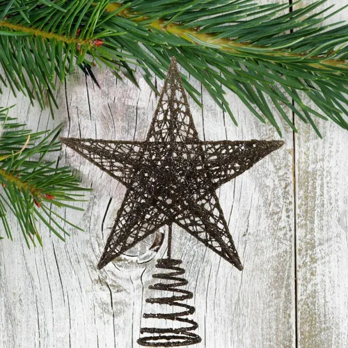 Vista 7 de BinaryABC Estrella para árbol de Navidad, adornos brillantes para decoración del árbol de Navidad, 7.9 in (negro) Durable Iron with a Glittering