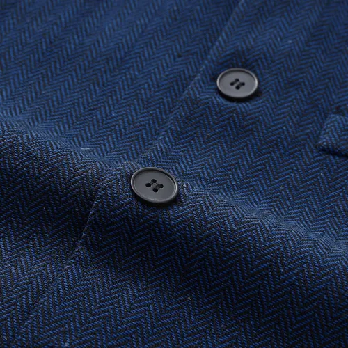 Vista 6 de Cloudstyle Chaleco de traje de cuello alto mandarín para hombre, chaleco de tweed de espiga Azul marino