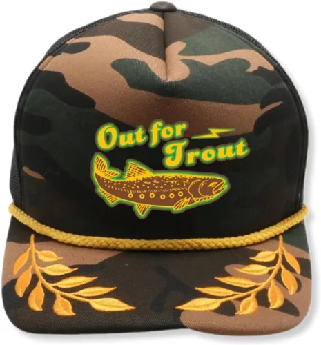 Vista 38 de ThatsRad Out for Trout Camionero Camuflaje Sombrero Visera Cuerda Snapback Camo Pesca Mosca