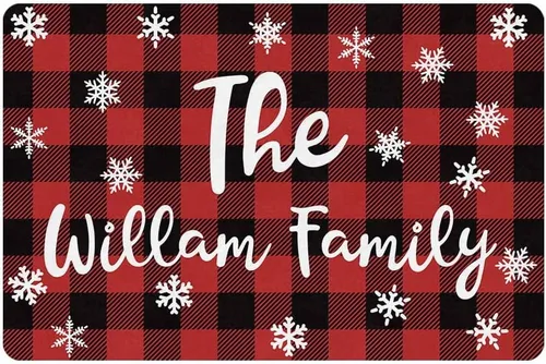 Vista 9 de Tapete de Navidad personalizado para exteriores, tapete de bienvenida personalizado con nombre, tapete de Navidad antideslizante personalizado