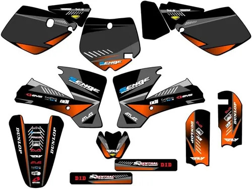 Vista 9 de 2002-2008 SX 65 SURGE Black Senge Kit de base gráfica compatible con KTM