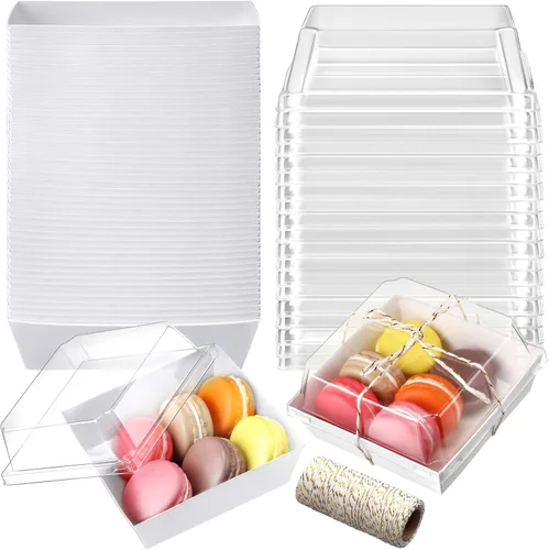 Vista 11 de Jetec Paquete de 50 Cajas de Charcutería con Tapas Transparentes y Cuerda de 4 Pulgadas Cajas Desechables Cuadradas para Postres con Tapas para Negro
