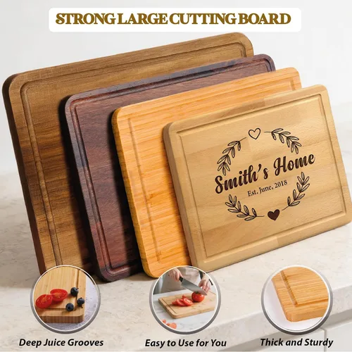 Vista 3 de Tabla de cortar personalizada de regalo para Navidad, ideas de regalo para pareja propietaria de casa, tabla de cortar de bambú personalizada Home