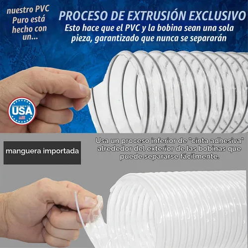 Vista 5 de Manguera de recogida de polvo de PVC con 4 abrazaderas de tornillo de pulgar de 2-1/2 "x10