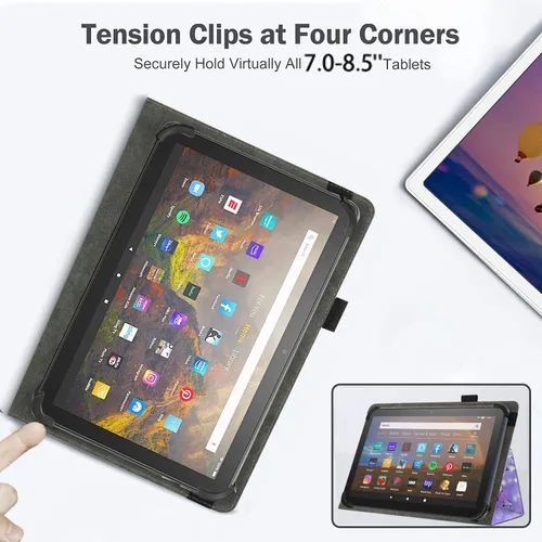 Vista 6 de Funda universal para tablet Android de 7 y 8 pulgadas, delgada, plegable, para todas las tabletas con pantalla táctil de 7 a 8.5 pulgadas