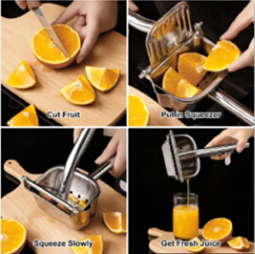 Vista 5 de Exprimidor Grande de Limón, Exprimidor de Cítricos de Acero Inoxidable 304, Exprimidor Manual Resistente para Cítricos, Naranja, Limón y Otras Frutas