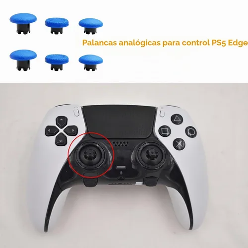 Vista 3 de Paletas de repuesto 6 en 1 para controlador PS5 Dualsense, palancas para controlador de borde PS5, piezas de accesorios para PS5 Dualsense Edge Azul