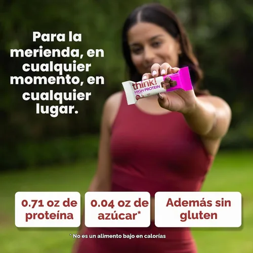 Vista 5 de Think! Barra alta en proteínas, dulce de chocolate, 10