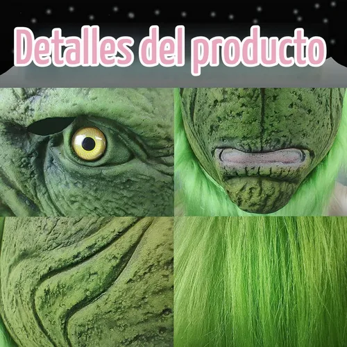 Vista 2 de WPOZD Máscara de látex para cosplay de Navidad, máscara de disfraz verde para adultos