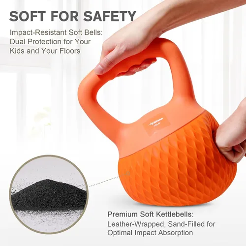 Vista 3 de YIGUO Soft Kettlebell, Kettlebells Cushioned Impact-Resistant Base and Anti-Slip Grip, Strength Training Kettle Bell for Women and Men, Home Workout