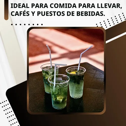 Vista 7 de Green Direct Vasos desechables de 12 onzas con tapas, vasos de plástico transparente con tapas, tazas de café helado para té Boba de burbujas, taza