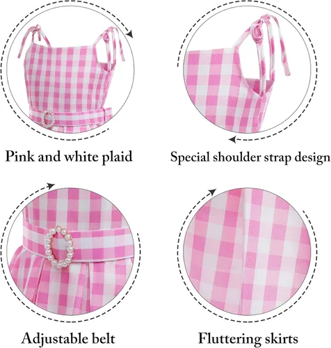 Vista 3 de Disfraz rosa para niñas pequeñas, vestido de muñeca de película para Halloween