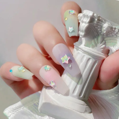 Vista 9 de 50 piezas de encantos de uñas con estrellas y gemas, diamantes de imitación de estrellas para uñas, encantos de uñas con estrellas, encantos