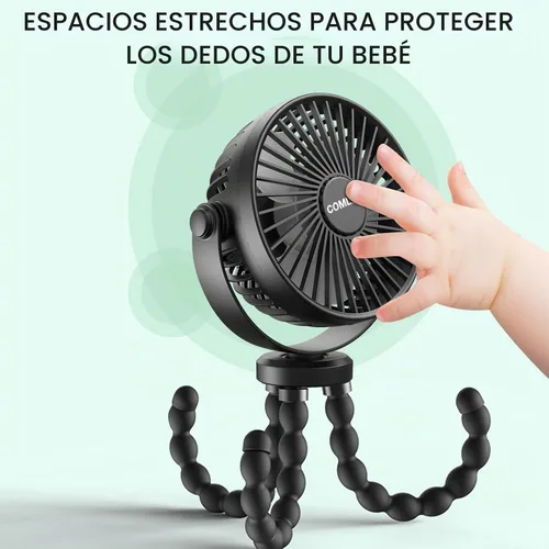 Vista 6 de COMLIFE Ventilador para cochecito de bebé, funciona con batería recargable, enfriamiento máximo de 10 horas, 3 velocidades, ventilador de escritorio