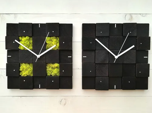 Vista 8 de Wall Clock, Christmas gift, Square Clock, Wooden Wall Clock, Scandinavian Decor, Unique Wall Clock, Modern Clock, Hanging Clock