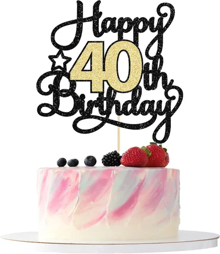 Vista 11 de 1 pieza de decoración de pastel de 8º cumpleaños con purpurina y saludos a 8 años, decoración de pastel de feliz cumpleaños para fiesta de 8 años