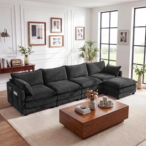 Vista 20 de Vesgantti 74" Cloud Couch for Living Room, 2 Seaters Deep Seat Sectional Modular Sofa, Double Cushion Corduroy Small Sofas Living Room Couches for