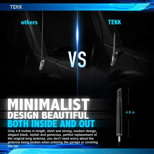 Vista 4 de TEKK Short Antenna Compatible with Cooper 2023 / Designed for Optimized FM/AM Reception / 4.8 Inches