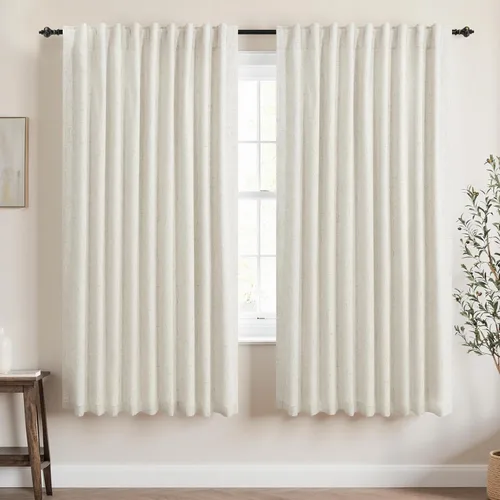 Vista 94 de KOUFALL - Cortinas de medio estilo francés de lino para ventana, juego de 2 cortinas cortas de 40 pulgadas de longitud, para privacidad, cortinas