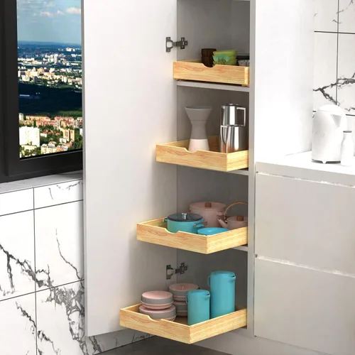 Vista 8 de Cajones extraíbles para armarios de cocina, organizador de gabinete extraíble, cajón extraíble de gabinete de madera totalmente montado, instalación