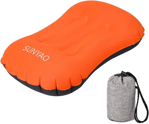 Vista 8 de Almohadas inflables ultraligeras para campamento: compresibles, compactas, inflables, cómodas, ergonómicas para soporte de cuello y lumbar mientras