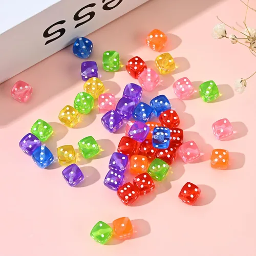 Vista 4 de 500 cuentas de dados coloridos de 0.335 in, dados encantadores de 6 caras para mujeres, collares, aretes, pulseras, suministros para hacer pulseras