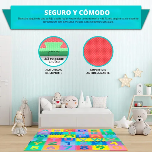 Vista 4 de Alfabeto, números, 36 baldosas y bordes Play Mat, 12 in por 12 in Prosource Kids Puzzle