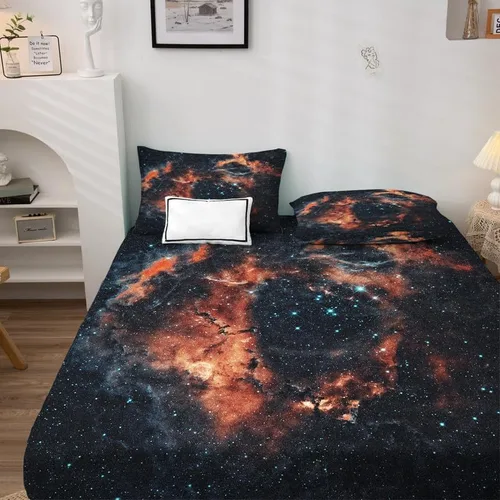 Vista 10 de Galaxy Sheets - Juego de sábanas de tamaño individual, sábanas de microfibra suave y bolsillo profundo, sábanas y fundas de almohada estampadas sin