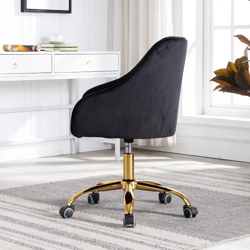 Vista 5 de HomSof Silla de escritorio de oficina en casa Silla moderna de terciopelo para computadora, altura ajustable, con respaldo medio