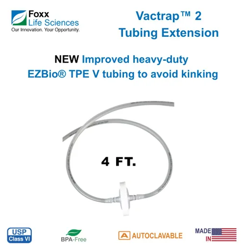 Vista 4 de Foxx Life Sciences Extensión de tubo TPE Vactrap 300-0001-FLS, 4 pies, con filtro de ventilación de PTFE de 0.2um