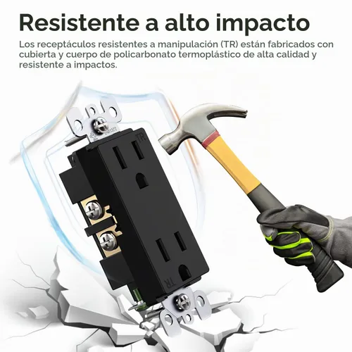 Vista 4 de Micmi Toma de corriente decorativa resistente a manipulaciones, toma de corriente eléctrica decorativa, 15 amperios, 125 voltios, conexión a tierra