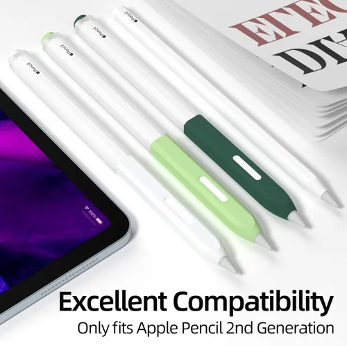 Vista 3 de Paquete de 3 estuches para lápices, compatibles con Apple Pencil Pro/2ª generación, funda de silicona translúcida, carga magnética.
