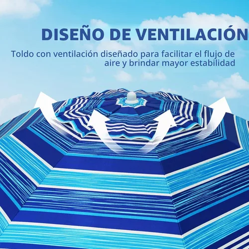 Vista 7 de AMMSUN Sombrilla de playa resistente de 6.5 pies para arena con inclinación y ventilación de aire, refugio solar, protección UV 50+, sombrillas