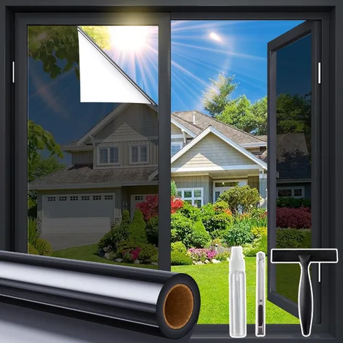 Vista 11 de Coavas Película de Privacidad Unidireccional para Ventanas con Herramientas, Película Adhesiva con Tinte para Ventanas Antirrotura para el Hogar