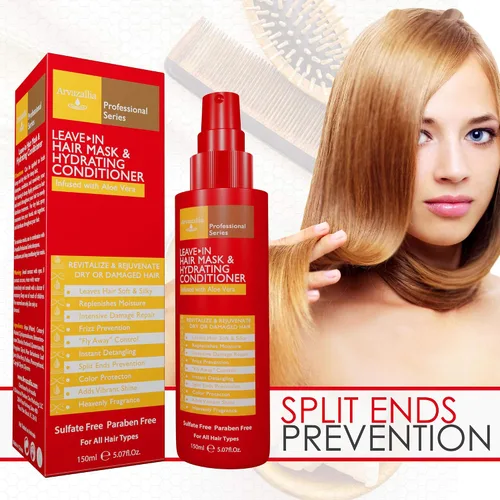 Vista 8 de Arvazallia Mascarilla capilar sin enjuague y acondicionador hidratante en aerosol para cabello seco o dañado, acondicionador e hidratante de grado