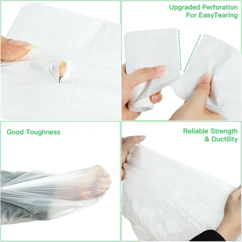 Vista 5 de Pequeñas bolsas de basura compostables – Mini bolsa de basura biodegradable de 1.2 galones, sin fragancia y fácil desgarre, a granel, forros
