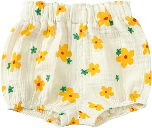 Vista 2 de MYGBCPJS - Conjunto de 3 shorts sueltos de algodón de lino para bebés, shorts holgados