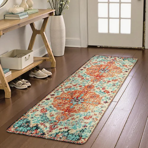 Vista 44 de Lahome Alfombra Floral Bohemio Medaillon - 2x3 Pequeña Alfombra de Baño Rosa Caliente, Alfombra de Cocina, Lavable a Máquina, Antideslizante, Suave