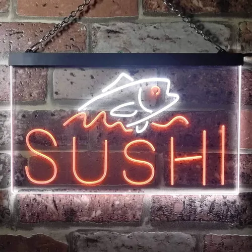 Vista 15 de ADVPRO Sushi Fish Sashimi Restaurant - Letrero de neón LED de doble color, azul y rojo, 12 x 8.5 pulgadas, st6s32-i3334-br