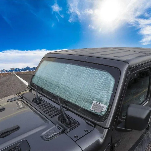 Vista 7 de Parasol para parabrisas protector térmico para Jeep Wrangler Rubicon Sahara 2018-2024 JL JLU 2/4 puertas y Gladiator JT (plateado)